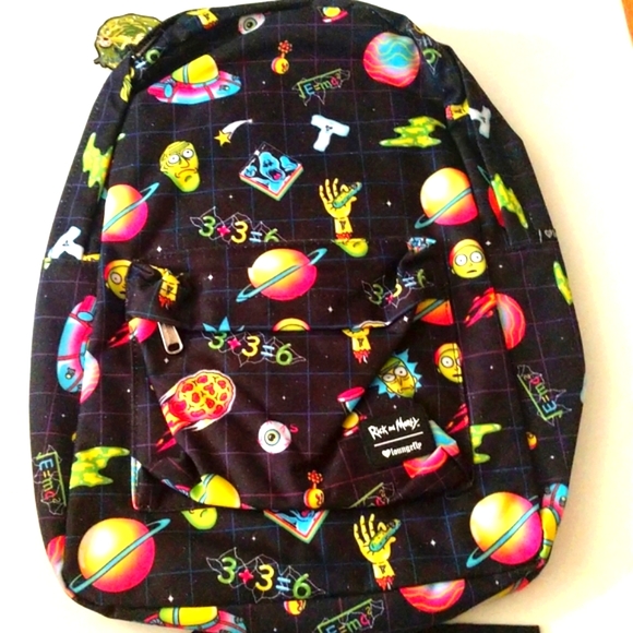 Sac à Dos Loungefly Rick And Morty - Édition Limitée Verte Et Noire - Neuf Avec étiquette - Style Bande Dessinée